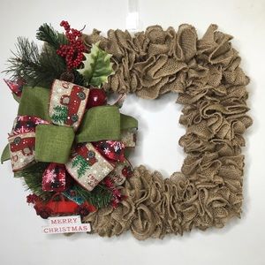 🎄Burlap Square Christmas 🎄 Wreath